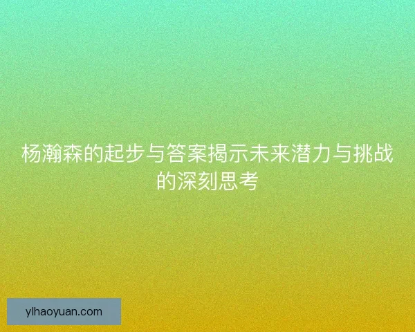 杨瀚森的起步与答案揭示未来潜力与挑战的深刻思考