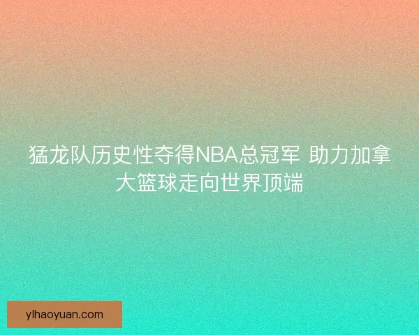猛龙队历史性夺得NBA总冠军 助力加拿大篮球走向世界顶端